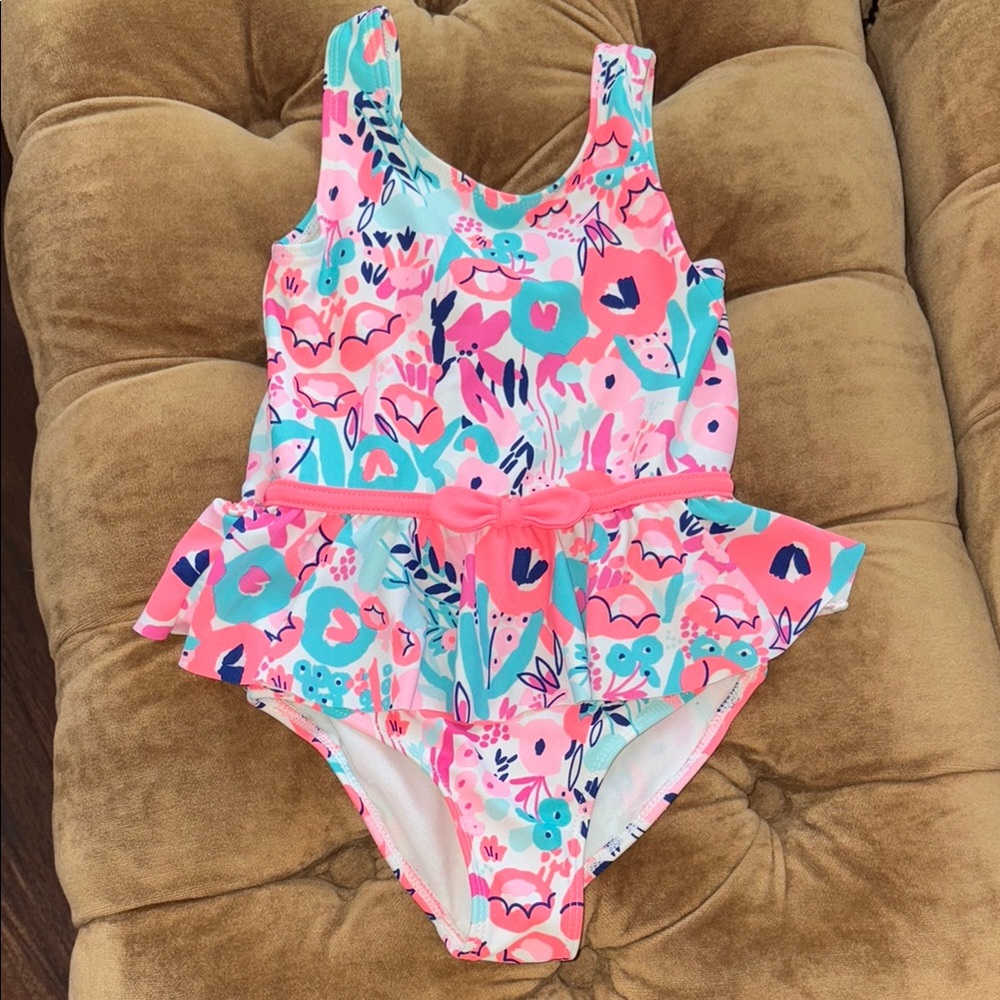 Carter's Pink and Blue Peplum One Piece Swimsuit
